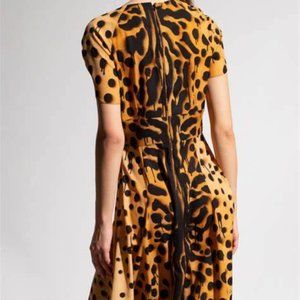 graffiti animal-print, flared midi dress